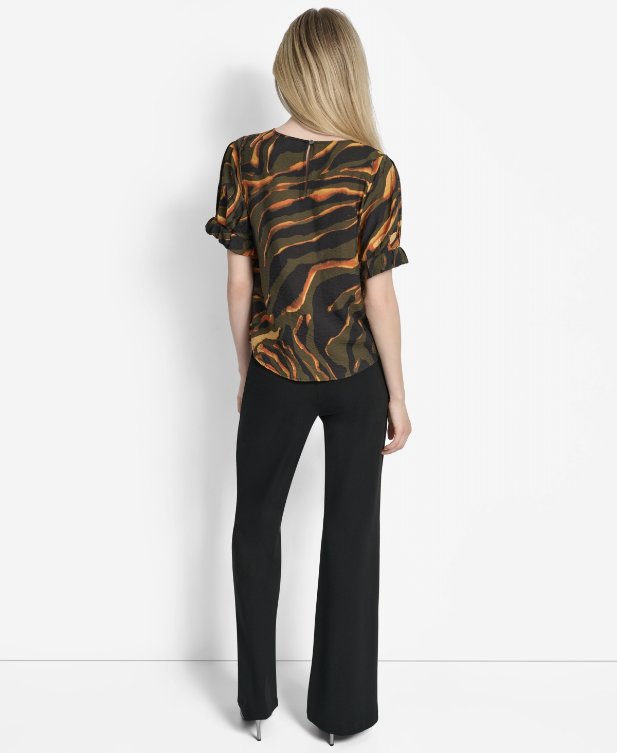 Dkny Abstract Zebra Print Voile Top In Multi