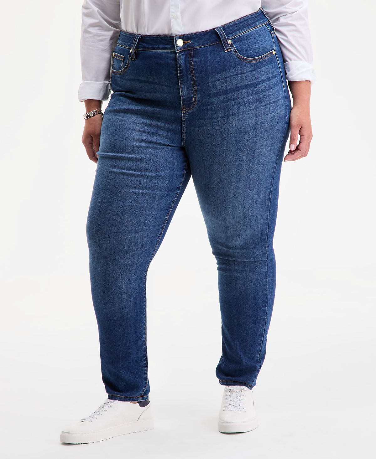 On 34th Trendy Plus Size Mid-Rise Skinny Jeans, Exclusively at Macy's view 3 — MAYCSS fashion products