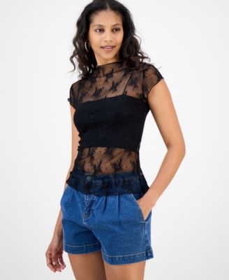 Women's Floral Stretch-Lace Top, Macy's Exclusive
