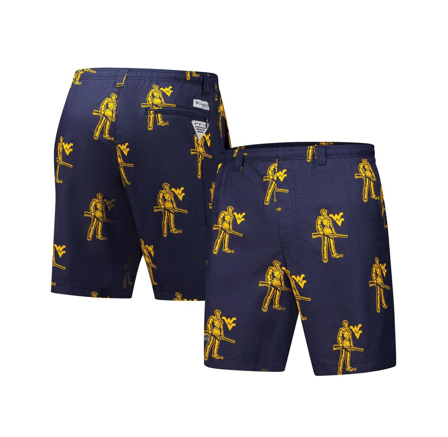 Men's Navy West Virginia Mountaineers Backcast III Printed Shorts