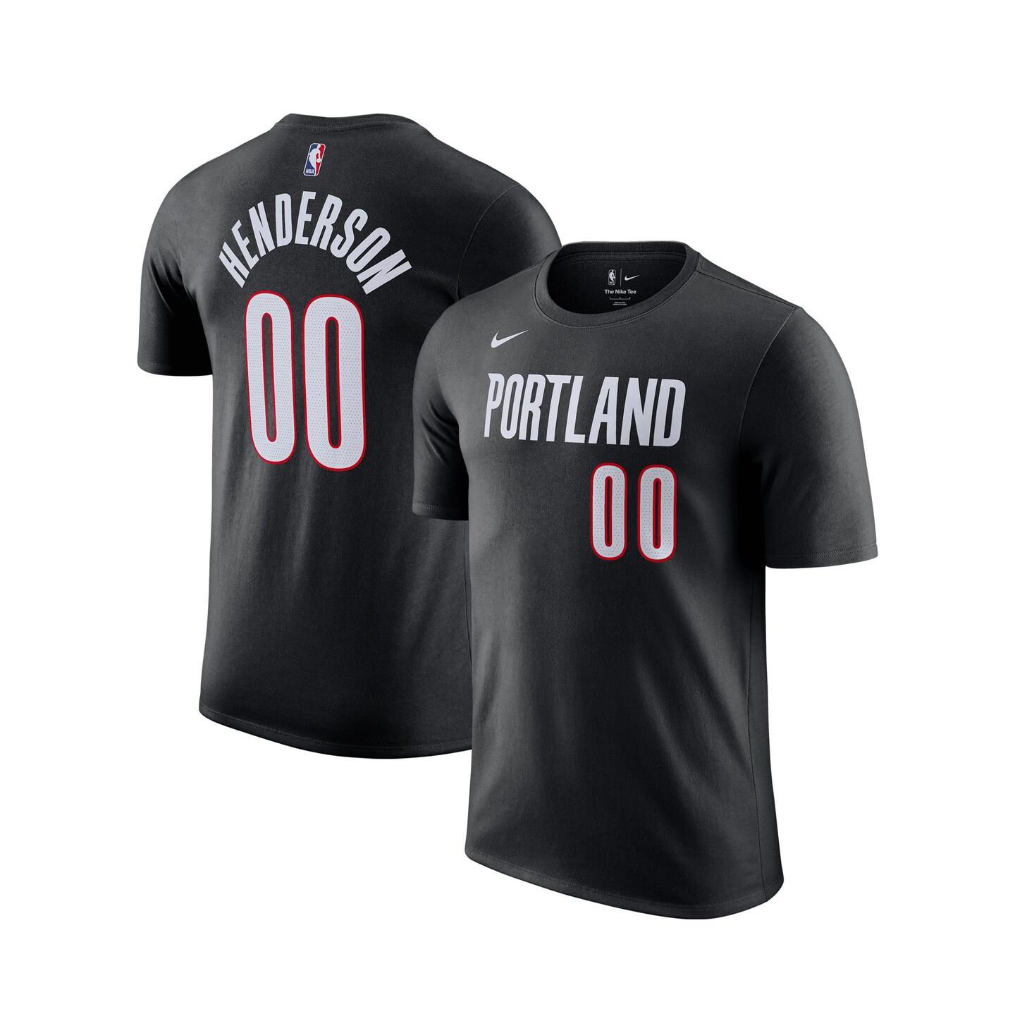 Мужские футболки Nike Scoot Henderson Black Portland Trail Blazers Icon Edition Name & Number — фото 1