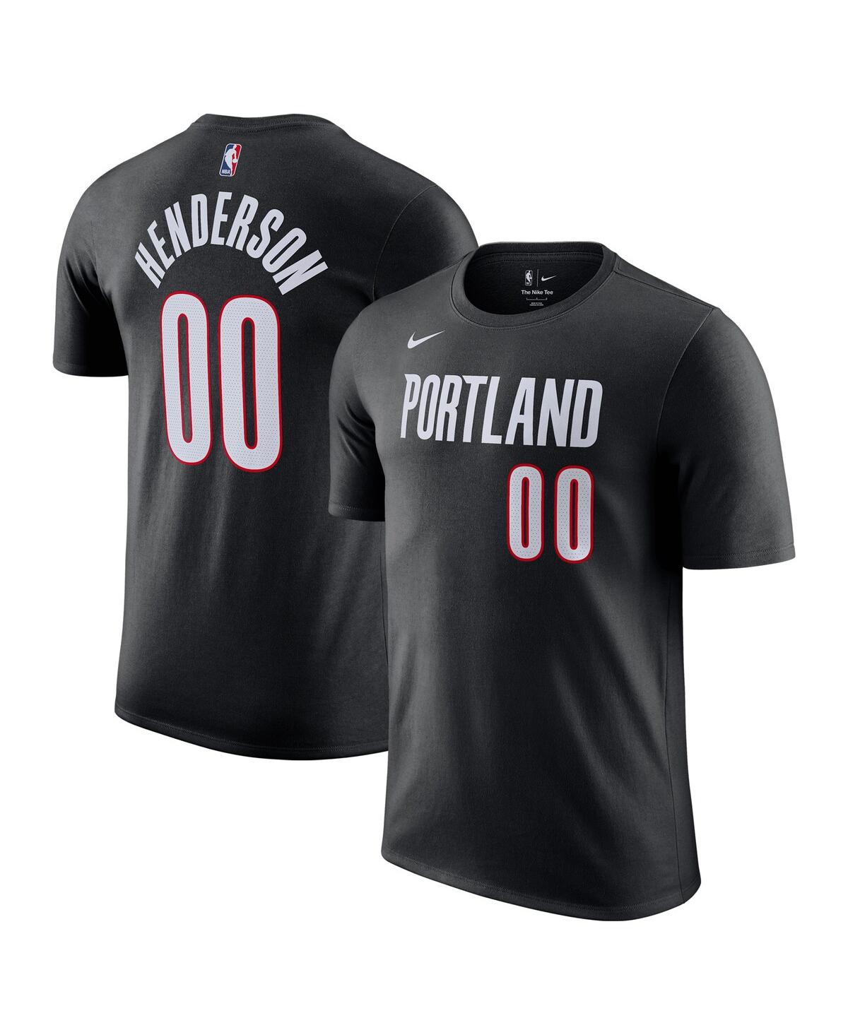 Men's Scoot Henderson Black Portland Trail Blazers Icon Edition Name Number T-Shirt - Black