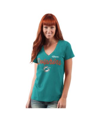 G-III 4Her by Carl Banks - Women's Aqua Miami Dolphins Post Season V-Neck T-Shirt