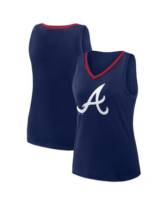 Logo Athletic - Women's Navy Atlanta Braves Stellar Win V-Neck Tank Top