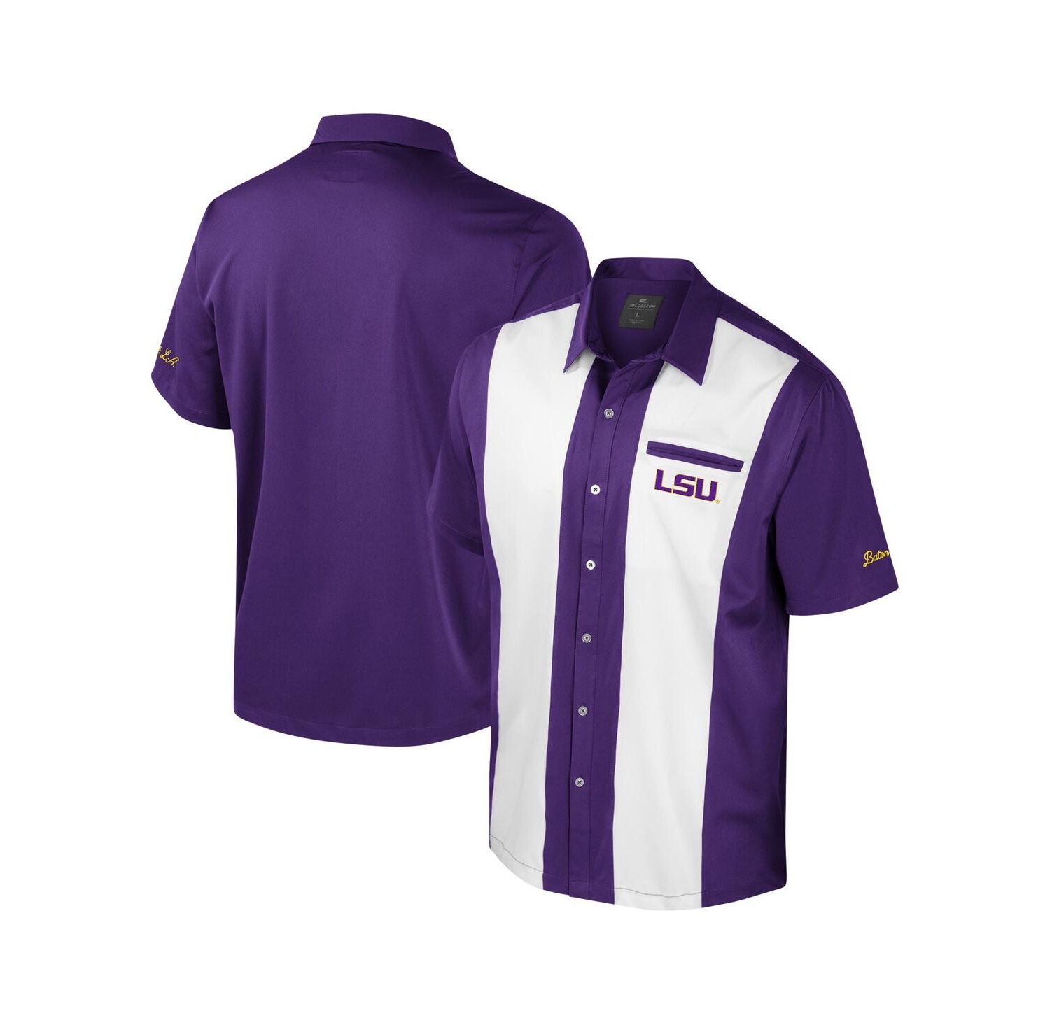 Men's Purple LSU Tigers Strike Bowling Button-Up Shirt