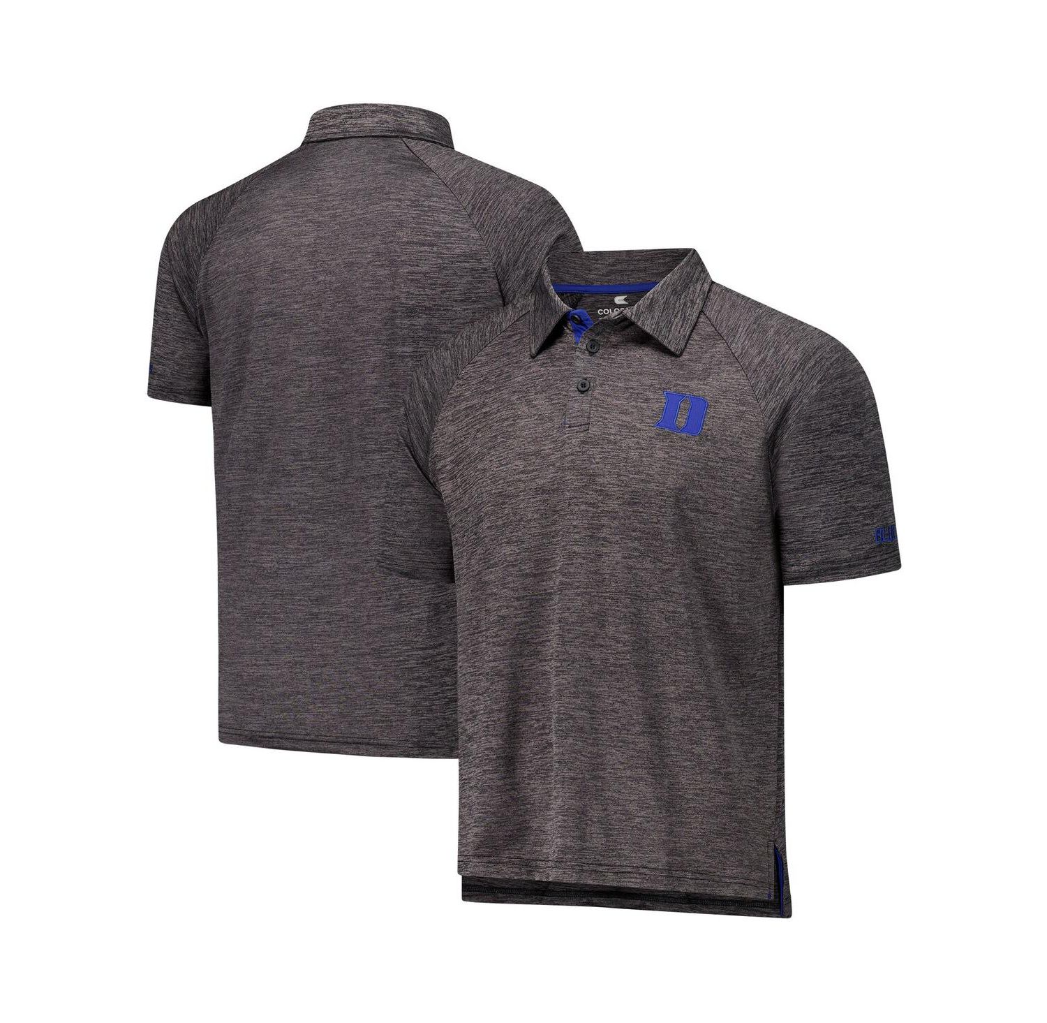 Men's Heather Charcoal Duke Blue Devils Down Swing Raglan Team Polo Shirt
