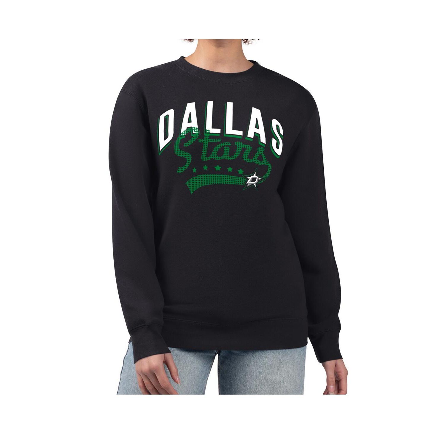 Women's Black Dallas Stars Filigree Team Graphic Fleece Pullover Sweatshirt