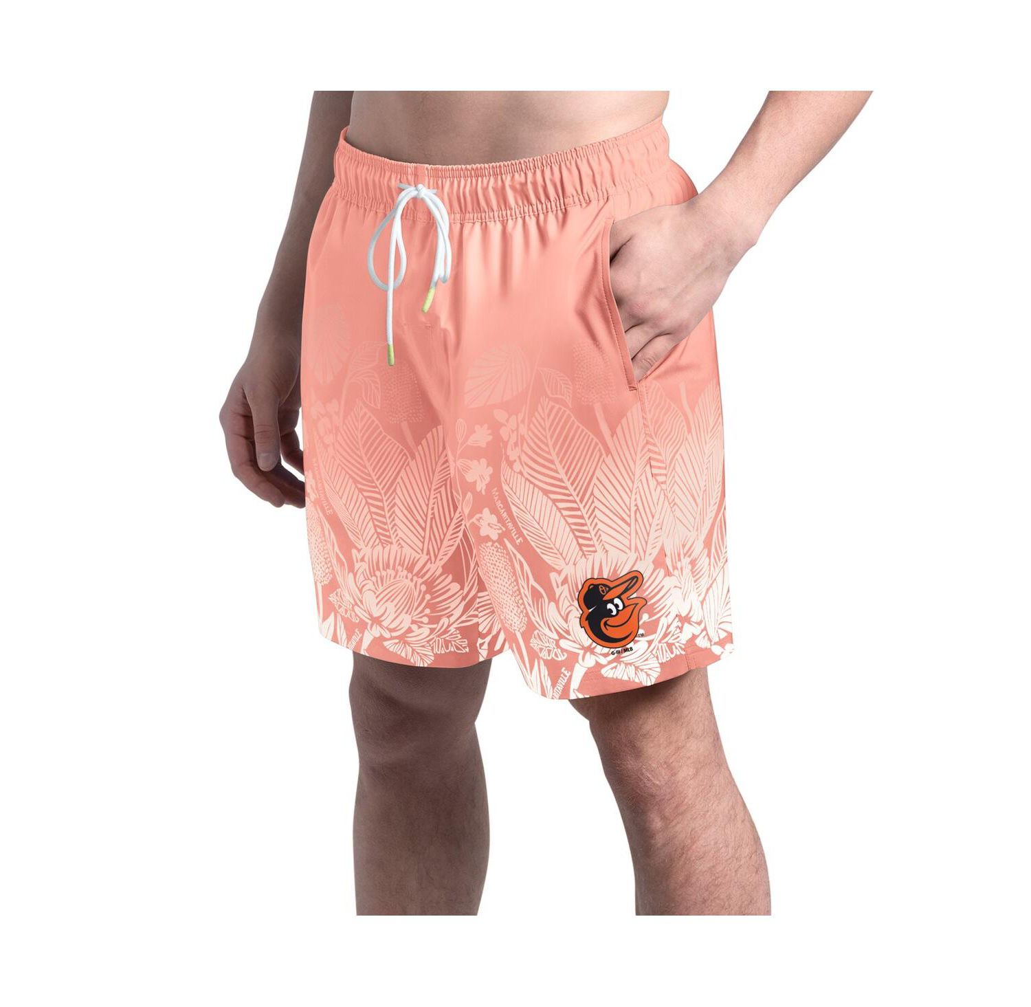 Men's Coral Baltimore Orioles Lagoon Fiesta Swim Shorts
