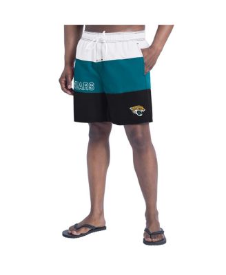 G-III Sports by Carl Banks - Men's Black/Teal Jacksonville Jaguars Sunrise Volley Swim Shorts