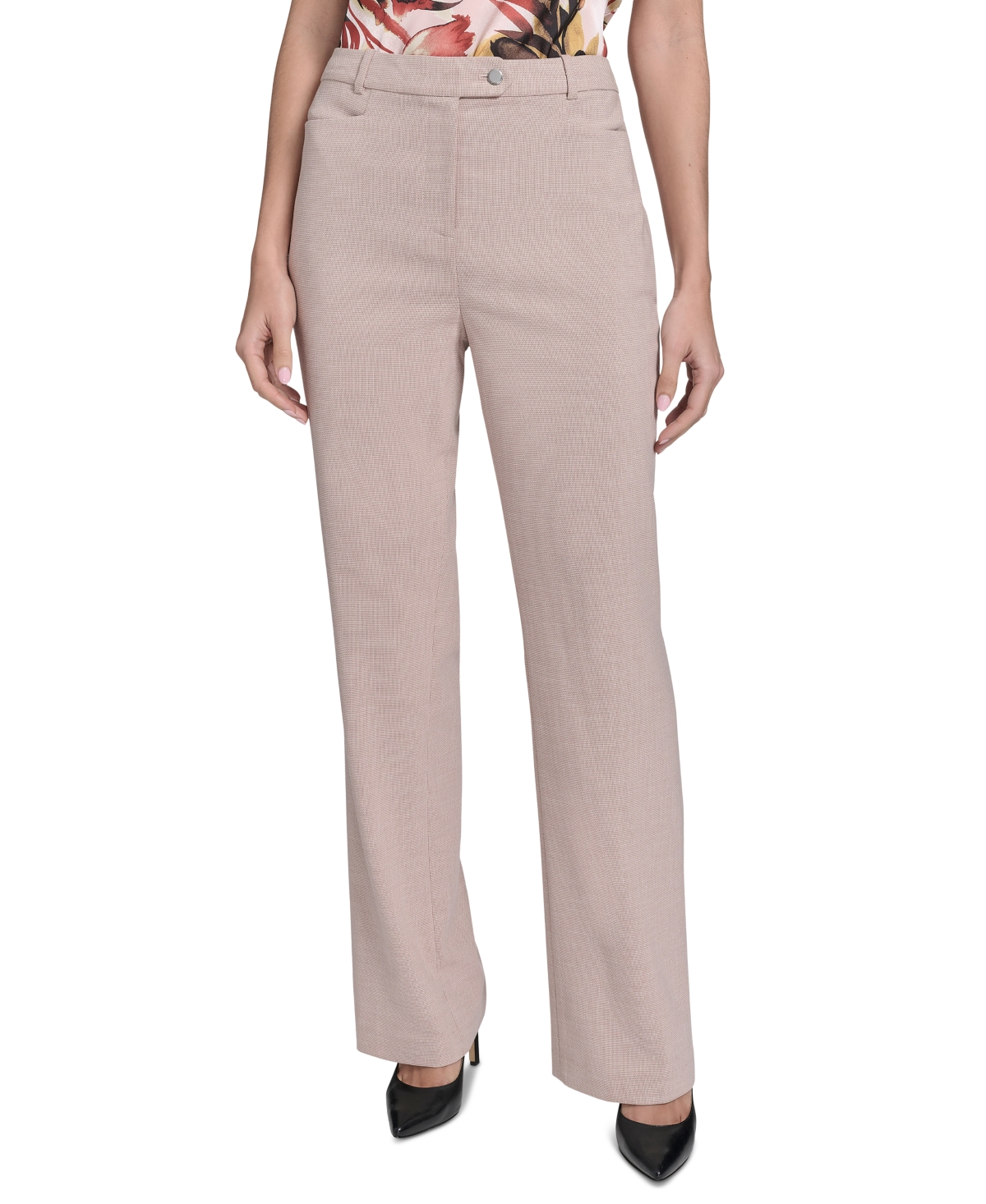 Calvin Klein Petite High Rise Modern Fit Pants In Neutral
