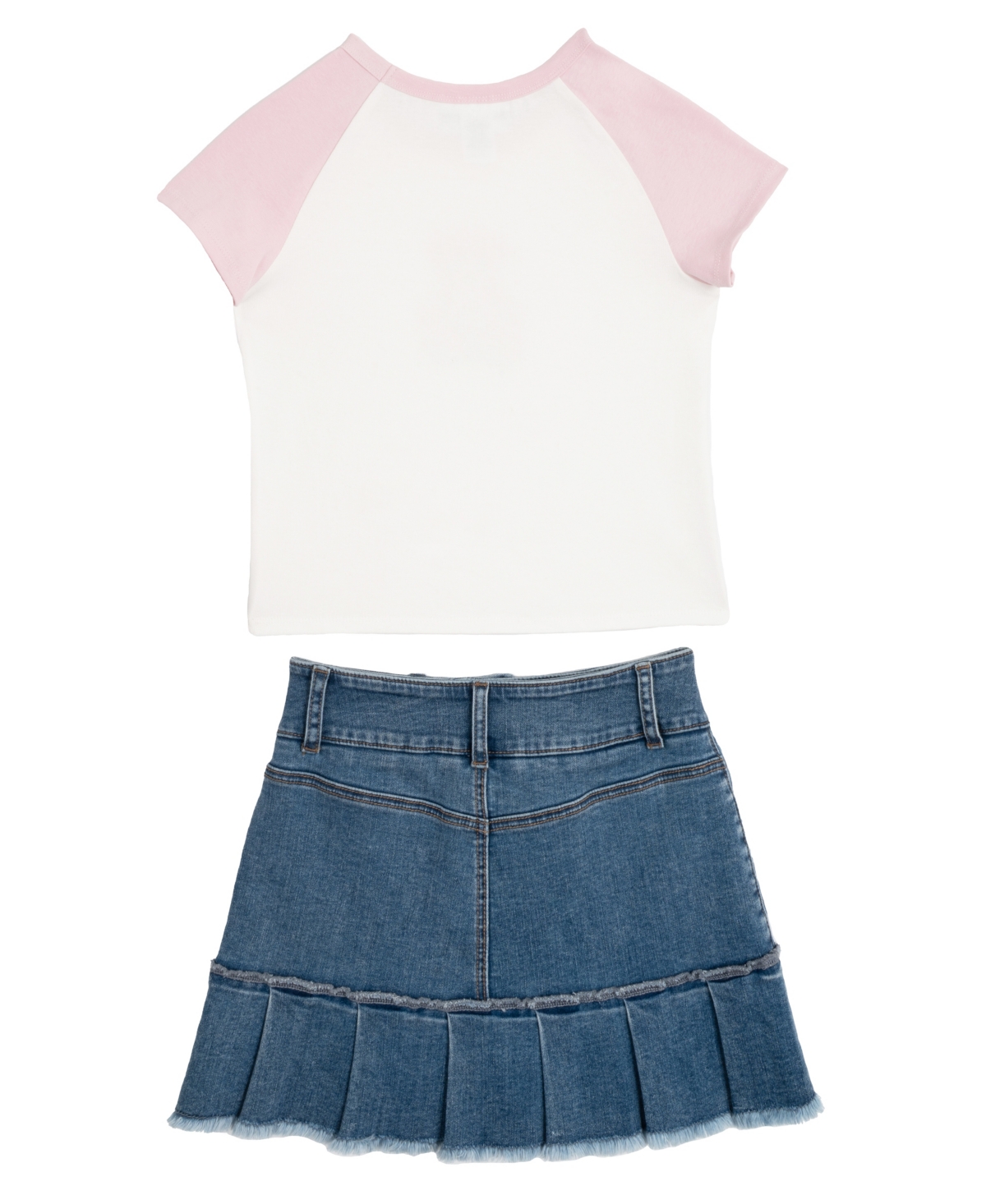 Rare Editions Big Girls 2-piece Raglan T-shirt And Denim Skort Set In Multi