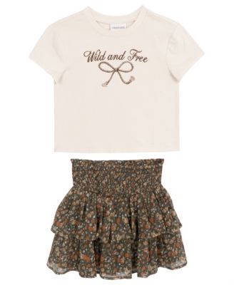 Rare Editions - Big Girls 2-Piece Graphic T-Shirt and Tiered Skort Set