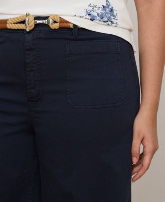 Plus Size Stretch Chino Wide-Leg Cropped Pants