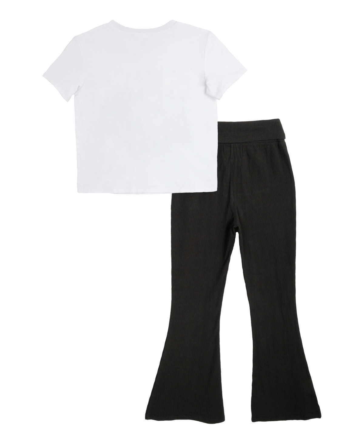 Rare Editions Big Girls 2-piece T-shirt And Ribbed Flare Pants Set In Multi