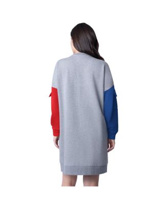 Women's&nbsp;Heather Gray Chicago Cubs Free Ball Long Sleeve Sneaker Dress