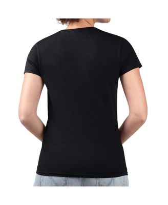 Women's&nbsp;Black San Diego Padres Leopard Heart Fitted V-Neck T-Shirt