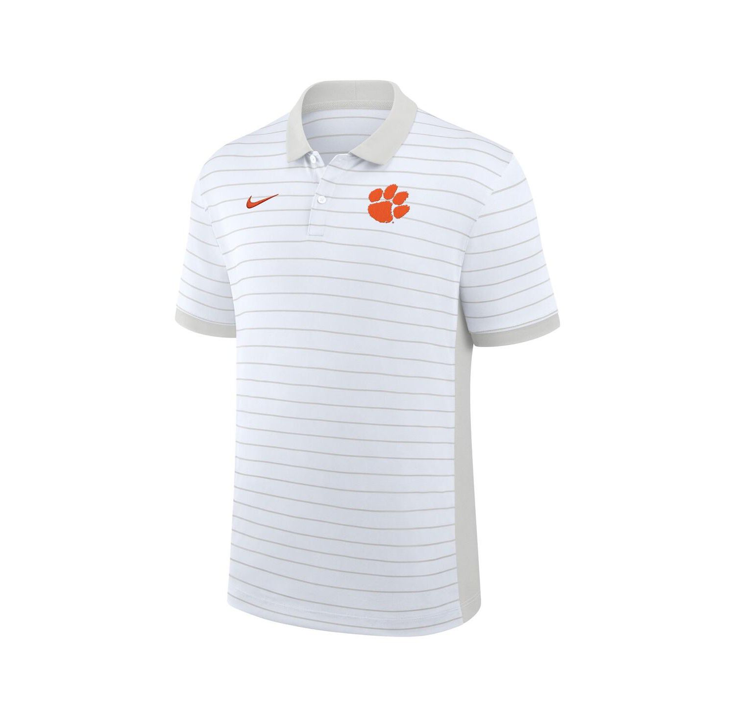 Men's White Clemson Tigers 2025 Early Season Coaches Sideline Victory Stripe Performance Polo Shirt