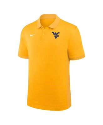 Men's Gold West Virginia Mountaineers 2025 Early Season Coaches Sideline Victory Stripe Performance Polo Shirt