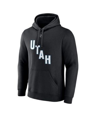 Men's Nick Schmaltz Black NHL Utah Authentic Stack Name Number Tri-Blend Pullover Hoodie