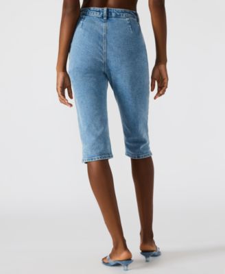 Women's Knee-Length Denim Capri Pants 