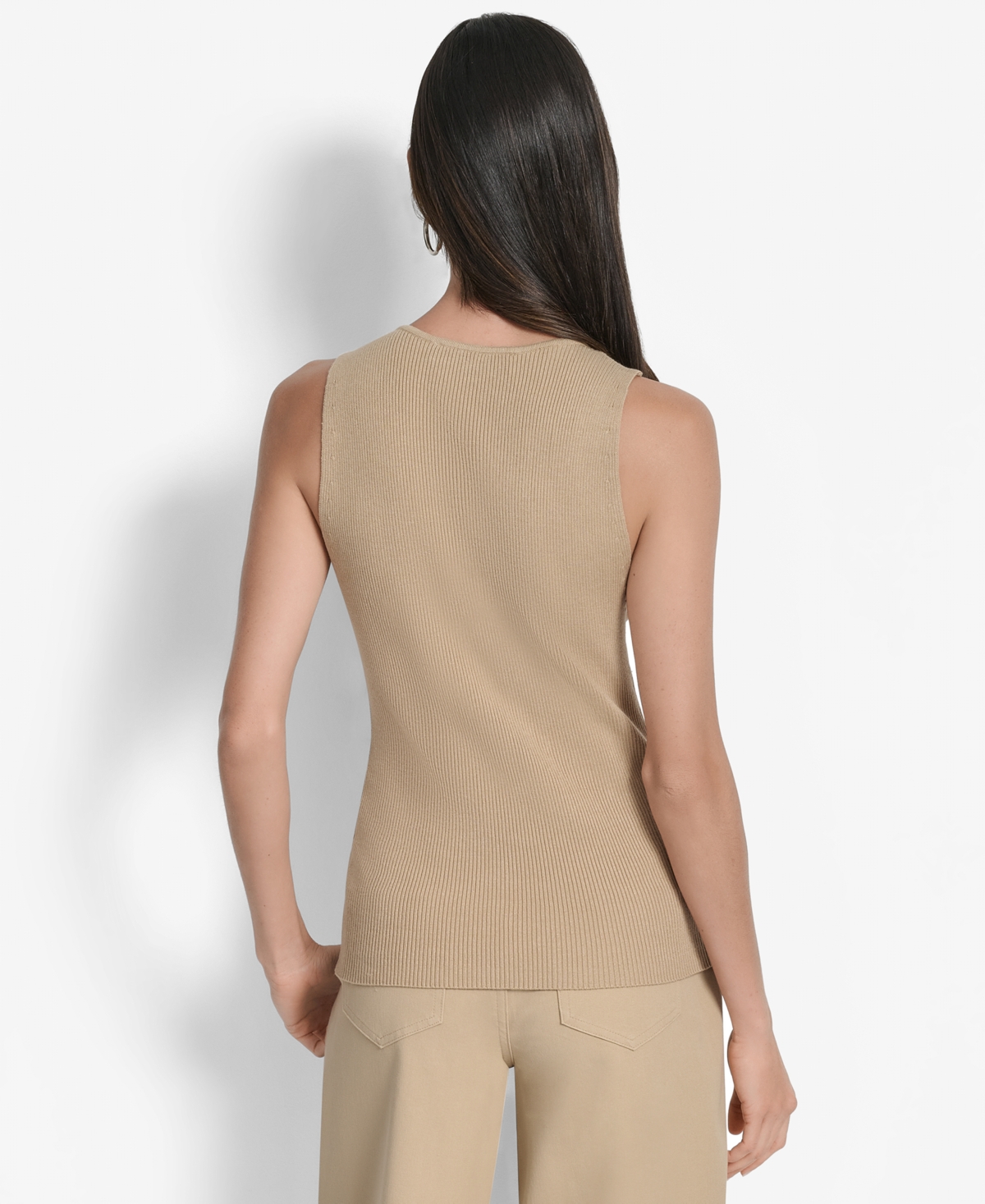 Dkny Two-way Zip Knit Vest In Brown