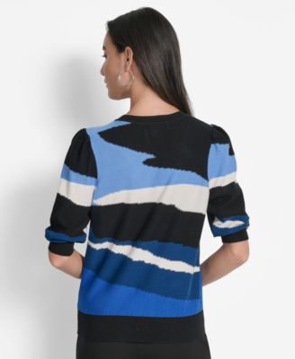 Women's Cotton Printed Elbow-Sleeve Sweater