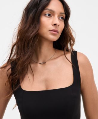 Women's Square-Neck Pleated Mini Dress