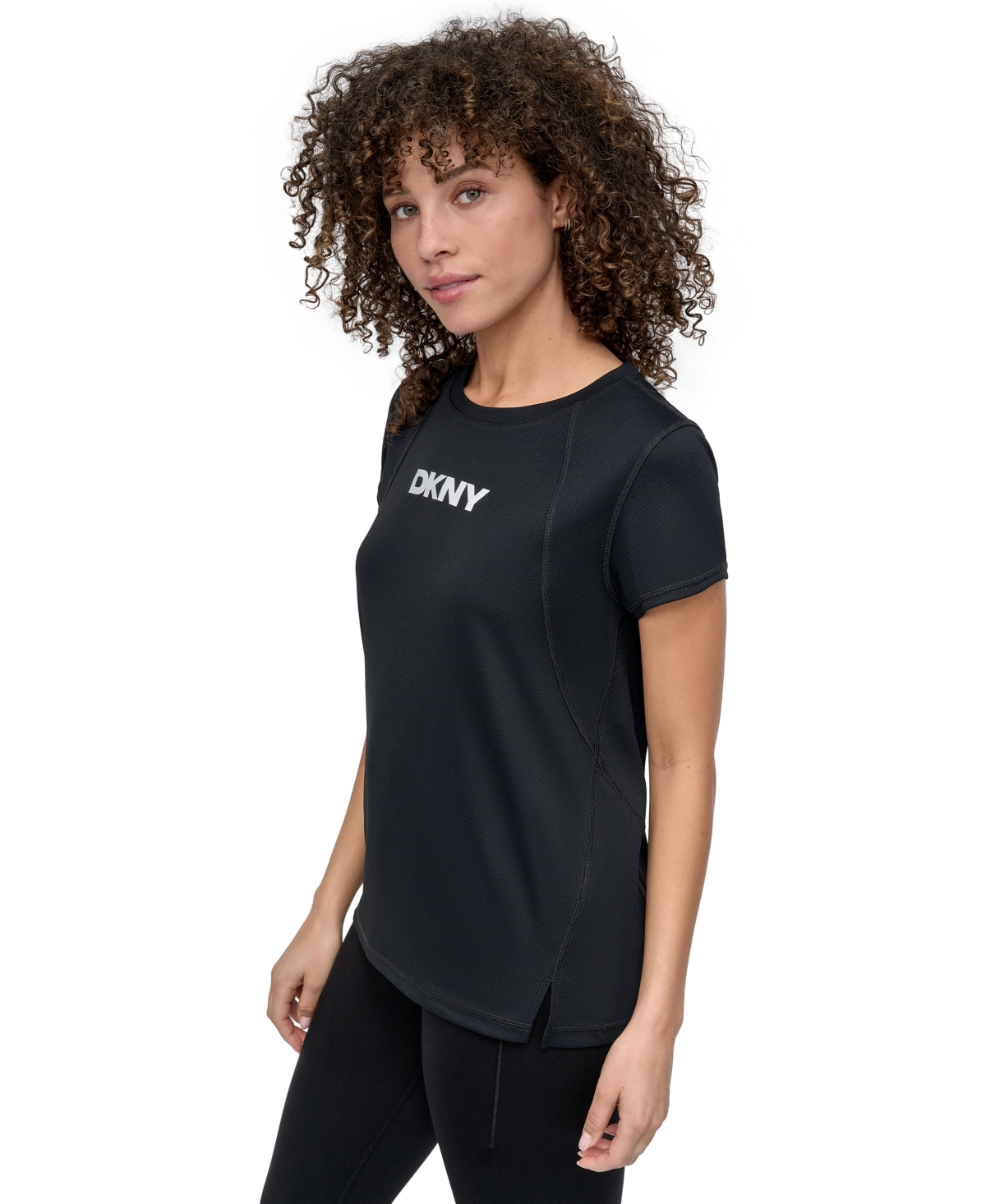 Dkny Sport Women's Tech Logo Raglan-sleeve T-shirt In Black