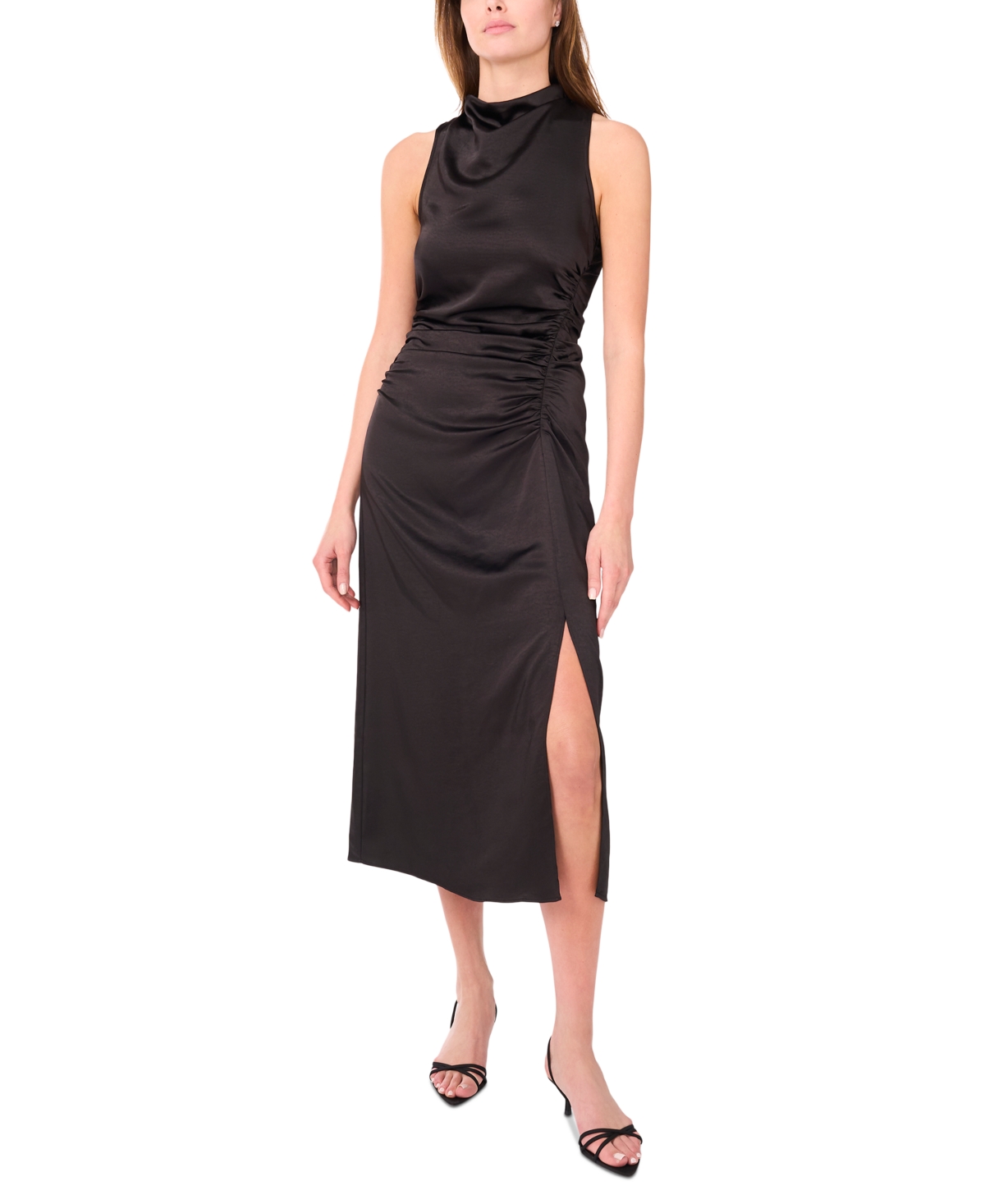 Women's The Ayla Mock-Neck Ruched Midi Dress - Rich Black
