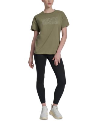 Women's Rhinestone-Logo Drop-Shoulder T-Shirt