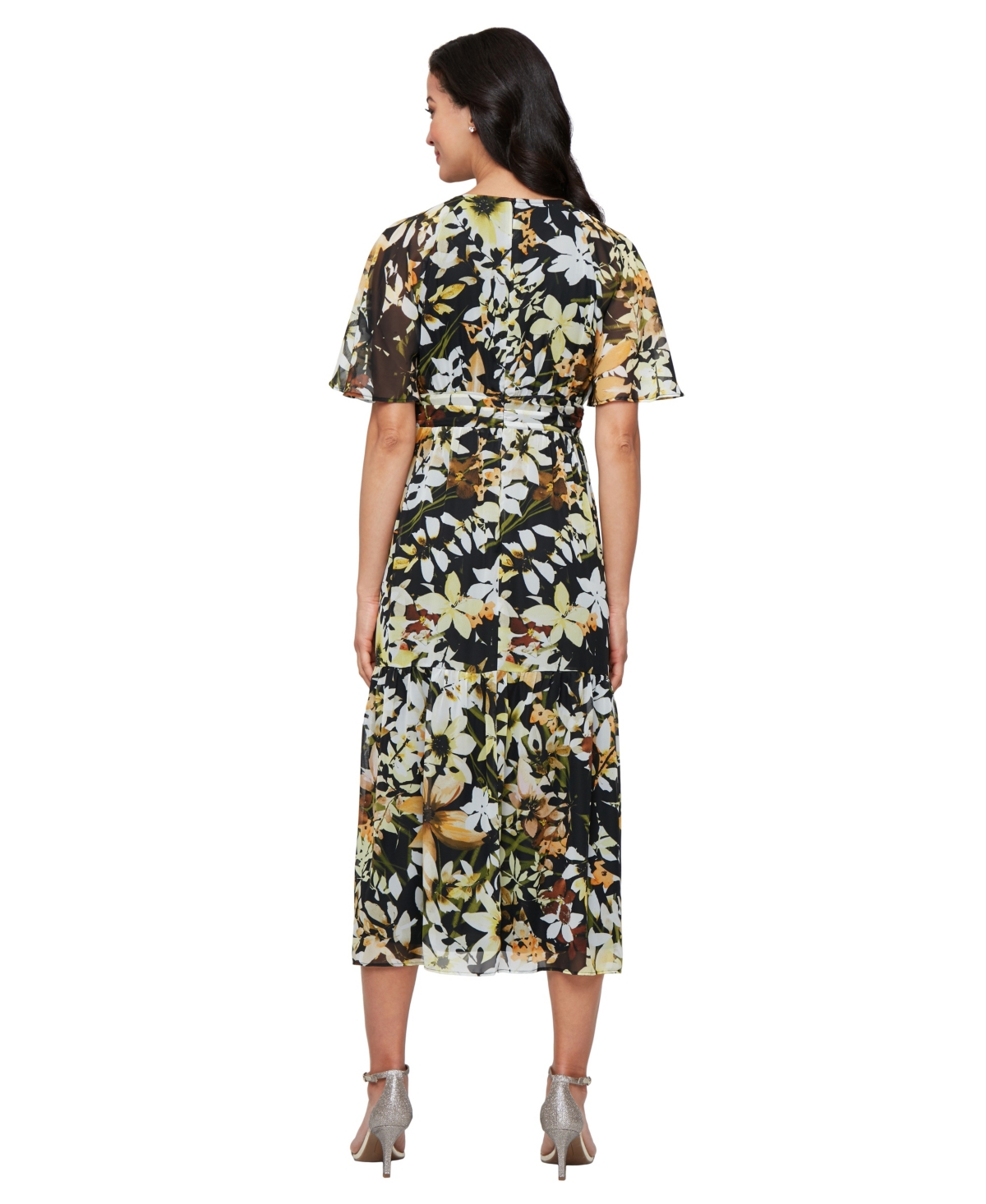 Sl Fashions Flutter Sleeve A-line Midi Dress