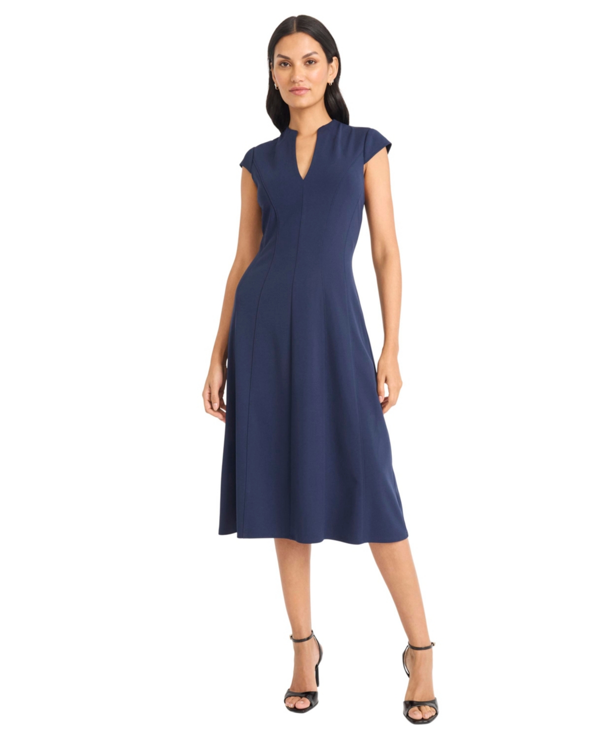 Women's Short-Sleeve Midi Dress - Navy Blazer