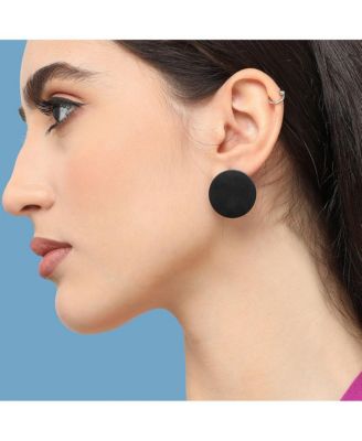 Women's Black  Minimal Circular Stud Earrings