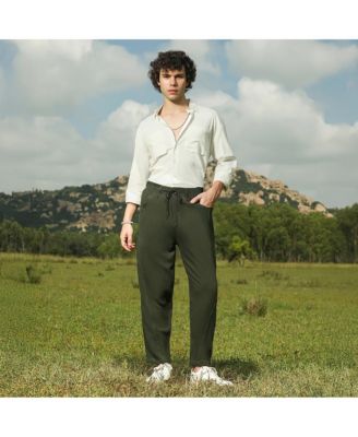 Men's Sacramento Green Tapered Tailored Trousers