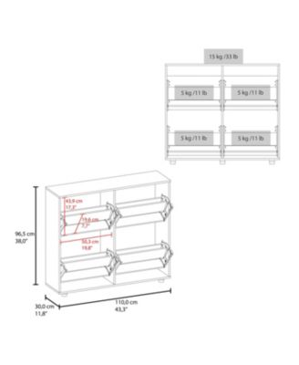 Nutrioso Tilt-Out Shoe Storage Cabinet with Multiple Compartments and Modern Desig, White