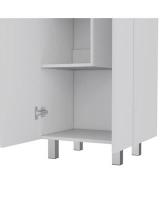 Bacoa Cleaning Cabinet, Five Shelves and Broom Hangers, Light Gray / White