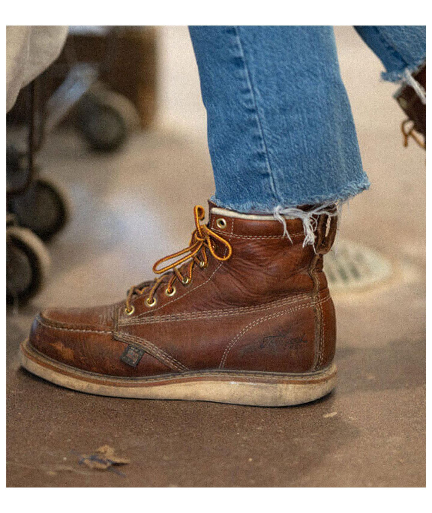 Мужские ботинки Thorogood American Heritage 6" Tobacco Safety Toe Work Boots for Men, цвет: Табачный — фото 5