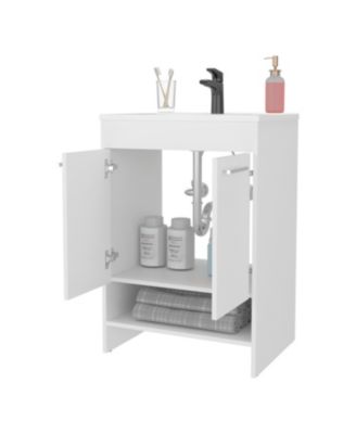 23.2"W Particleboard & Melamine 2-Door Scratch-Resistant Open Storage Bathroom Vanity