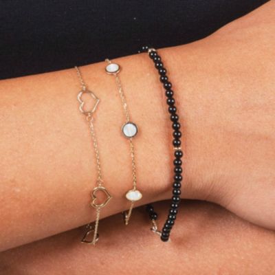 Mother of Pearl Bubble Chain Bracelet 14K Gold