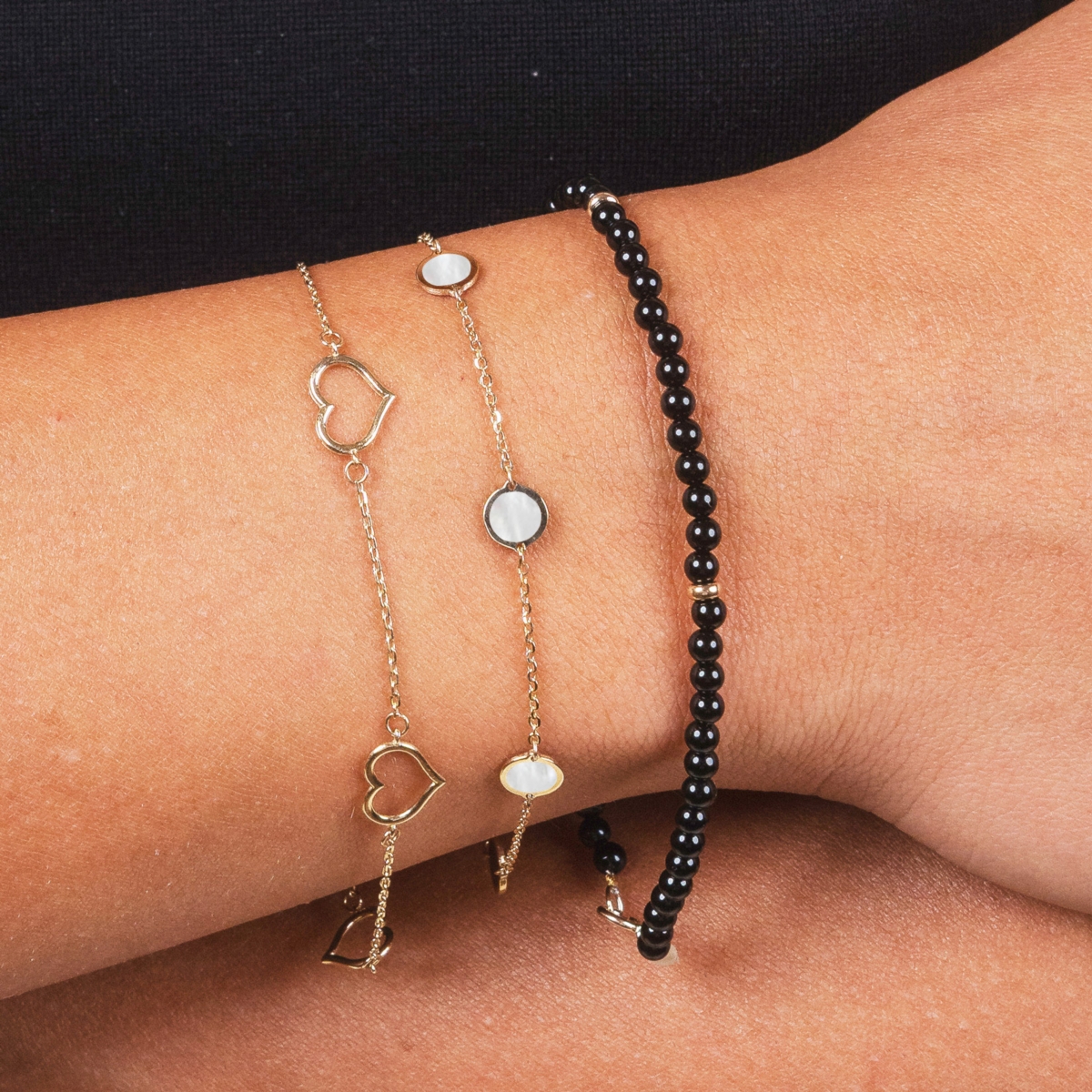 The Lovery Mother of Pearl Bubble Chain Bracelet 14K Gold