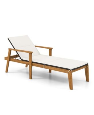 Set Of 4 Outdoor Chaise Lounge Chair Set w/ Armrests & 4-Level Backrest for Poolside
