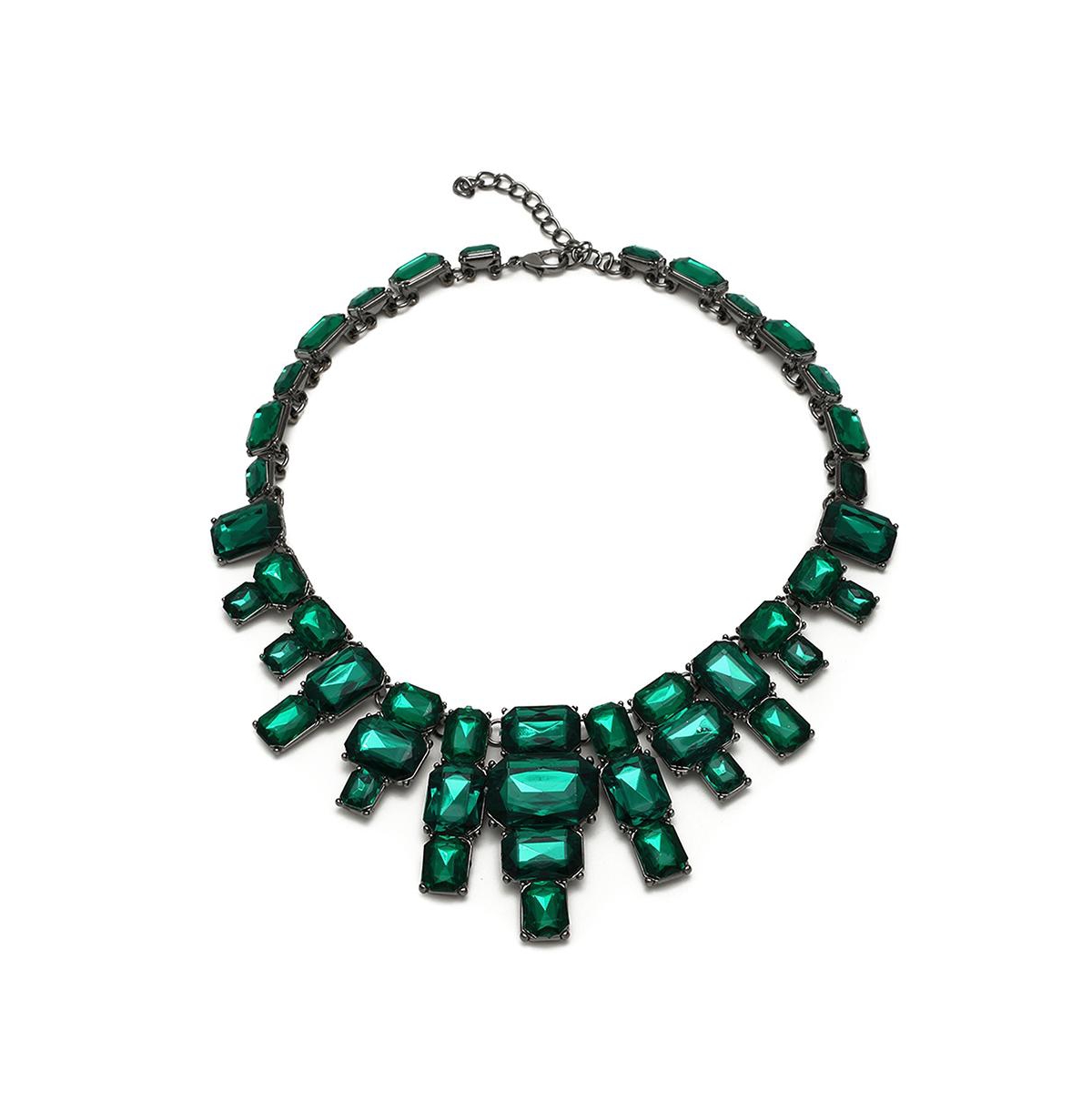 Sohi Women's Green Maxi Stone Statement Necklace