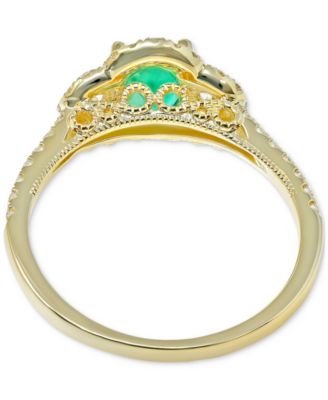 Emerald (3/4 ct. t.w.) & Diamond (3/8 ct. t.w.) Oval Ring in 14k Gold