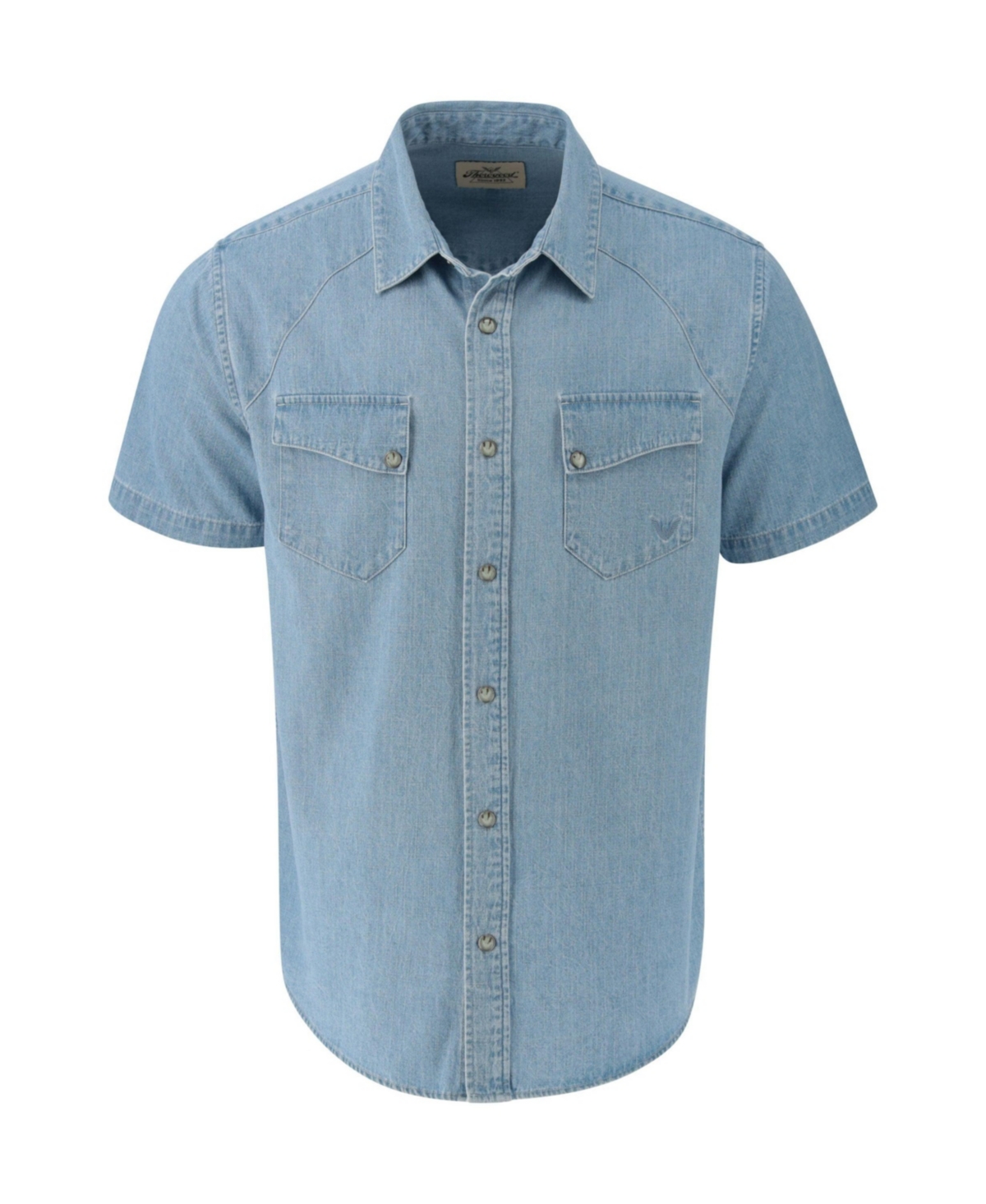 Big & Tall Western Short Sleeve Snap Up Shirt - Medium blue denim