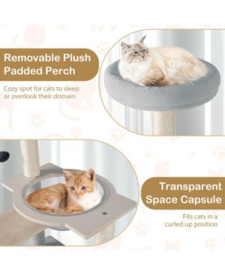 Modern Cat Tree Multi-level Cat Tower with Removable Padded Top Perch