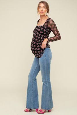 Maternity Light Blue Vintage Wash Flare Jeans