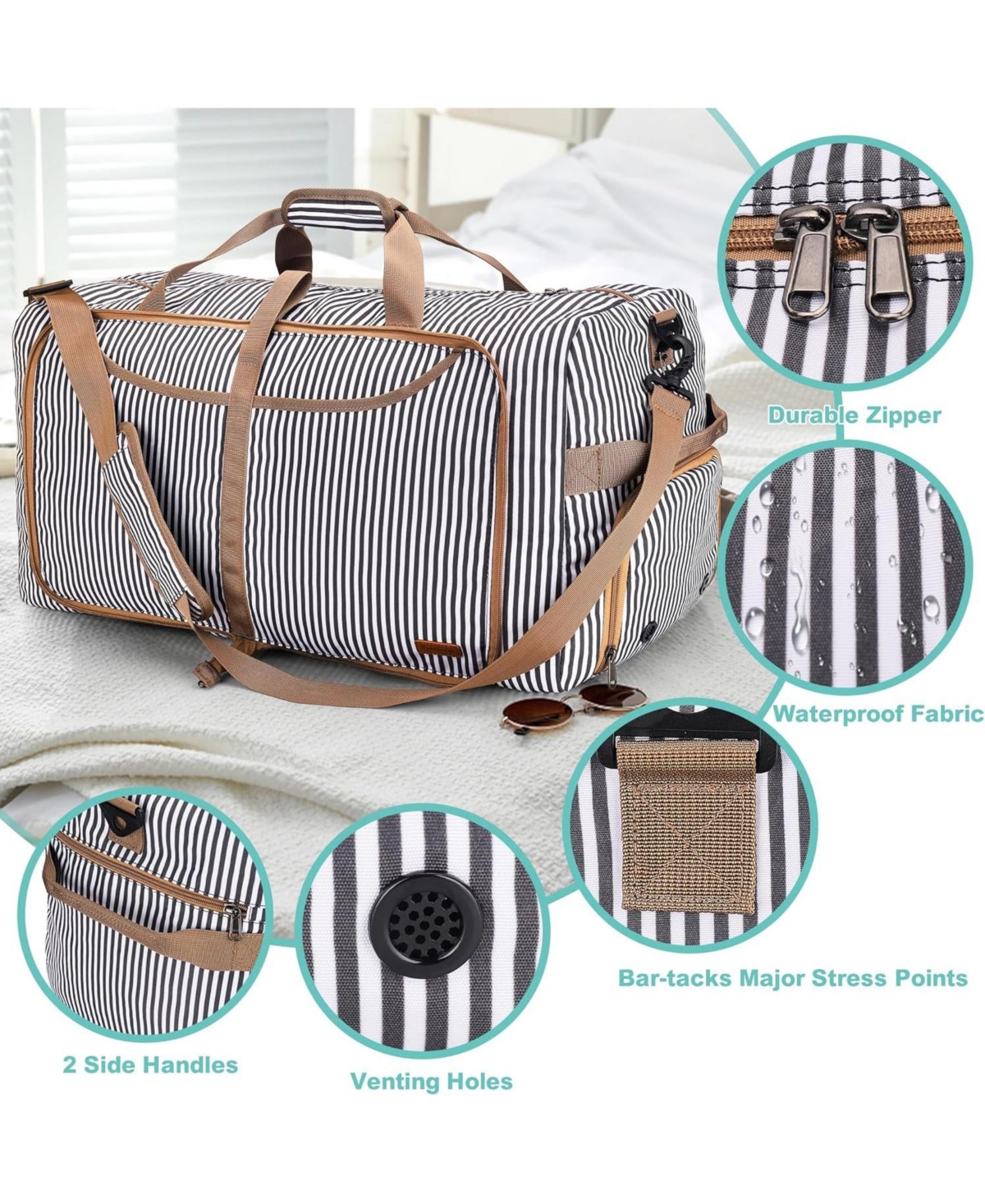 Vs Vogshow 120L Duffle Bag for Travel, Large Foldable Waterproof Travel Duffel Bags Weekender Overnight Men and Women with Shoe Compartment Ba