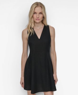 【Donna Karan New York】V-Neck Sleeveless A-Line Dress DKNY Women's V-Neck Sleeveless A-line Dress - Macy's