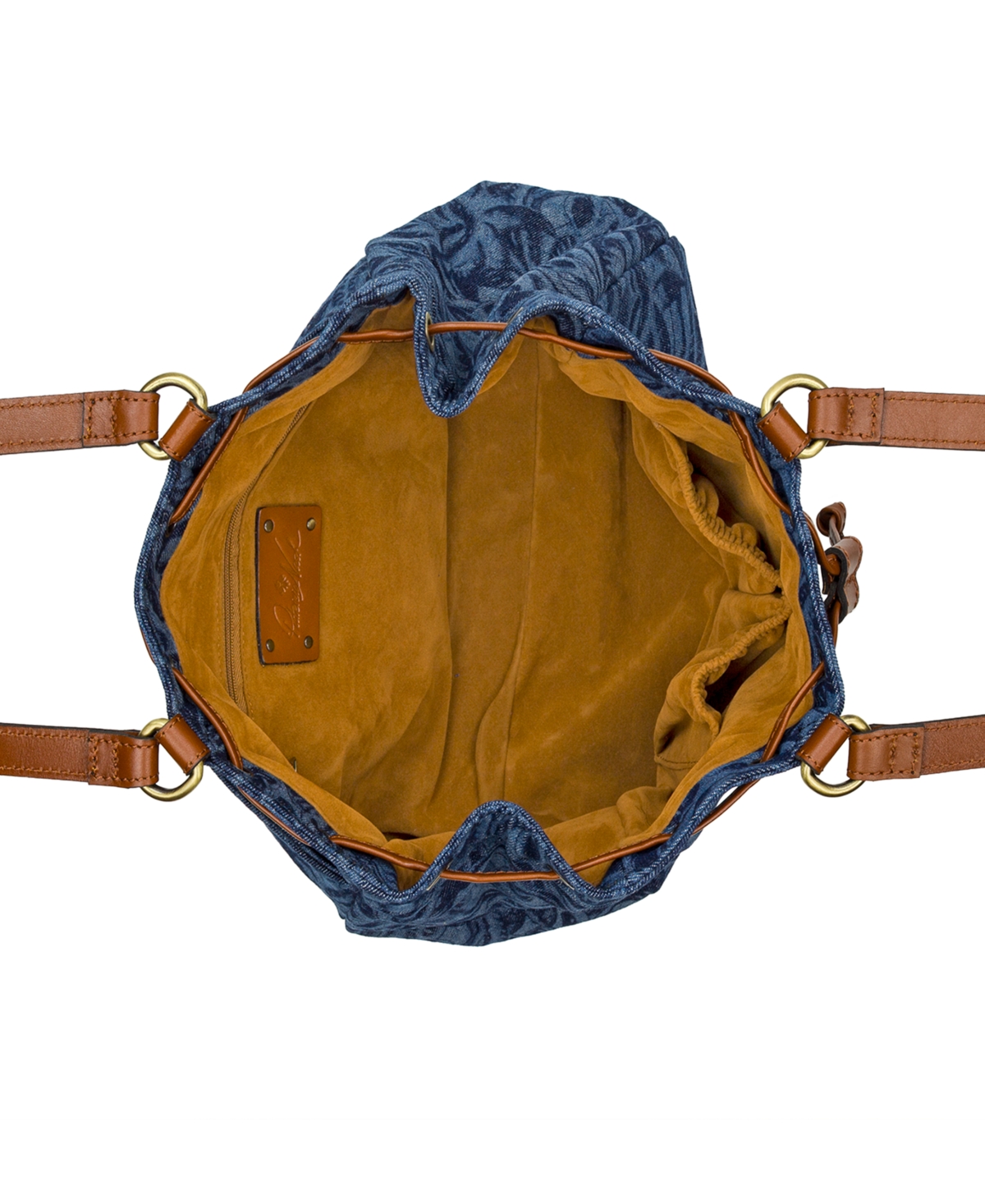 Patricia Nash Mouliana Small Denim Drawstring Satchel In Blue