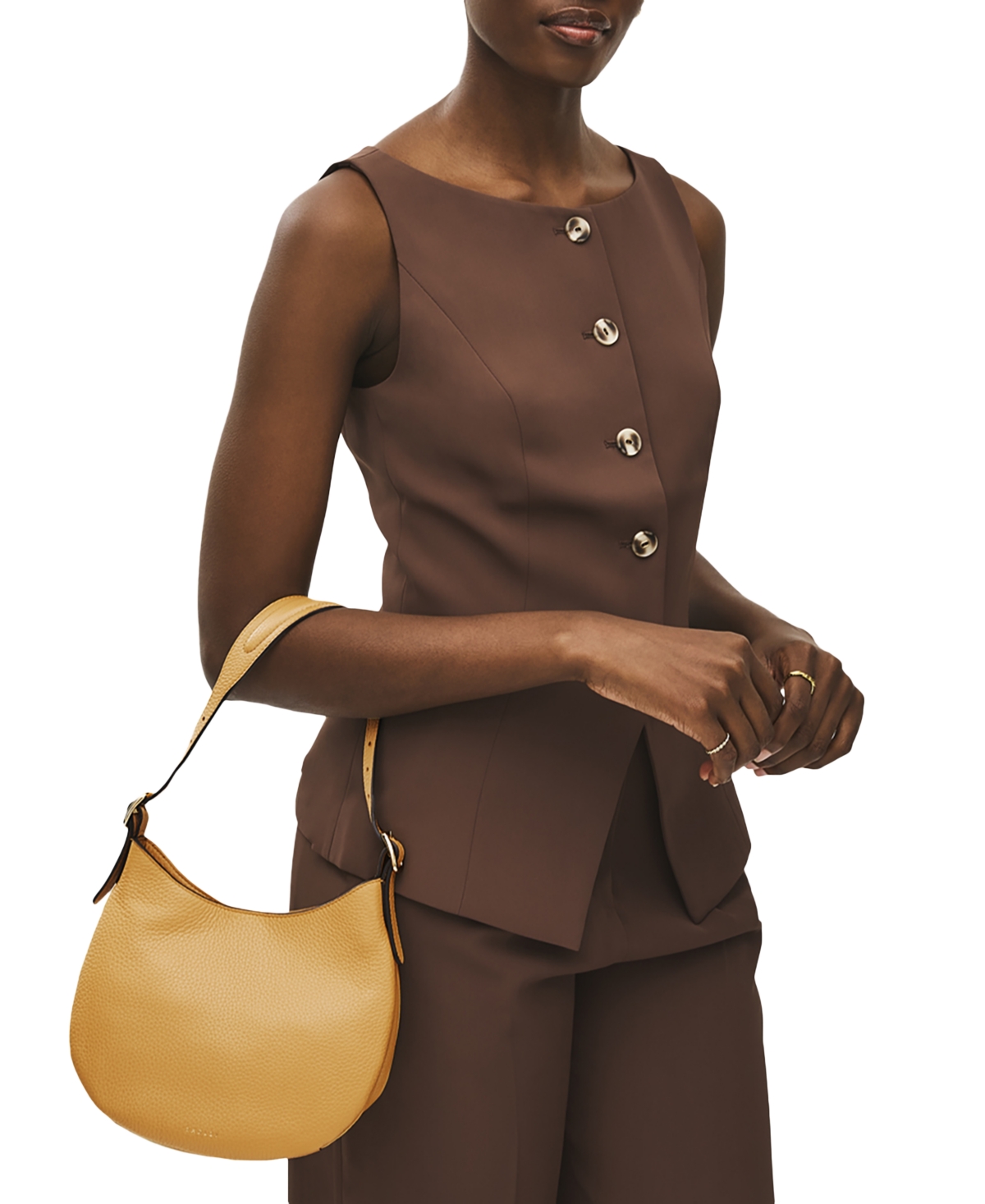 Kensington Place Small Leather Shoulder Bag - Pecan